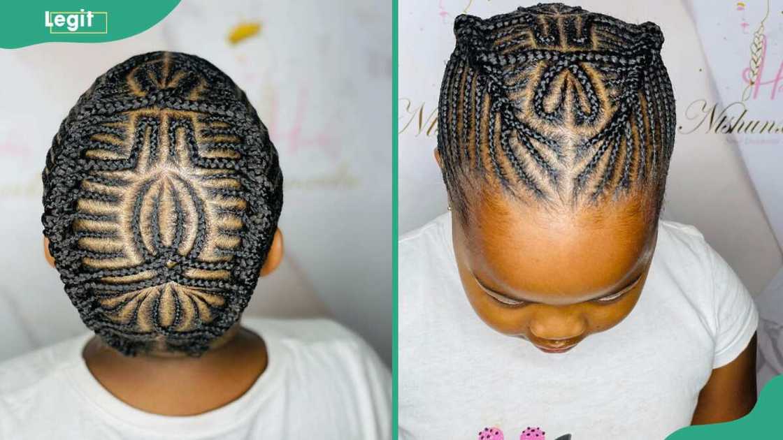 Young girl wearing the regal rhythmic weaving hairstyle