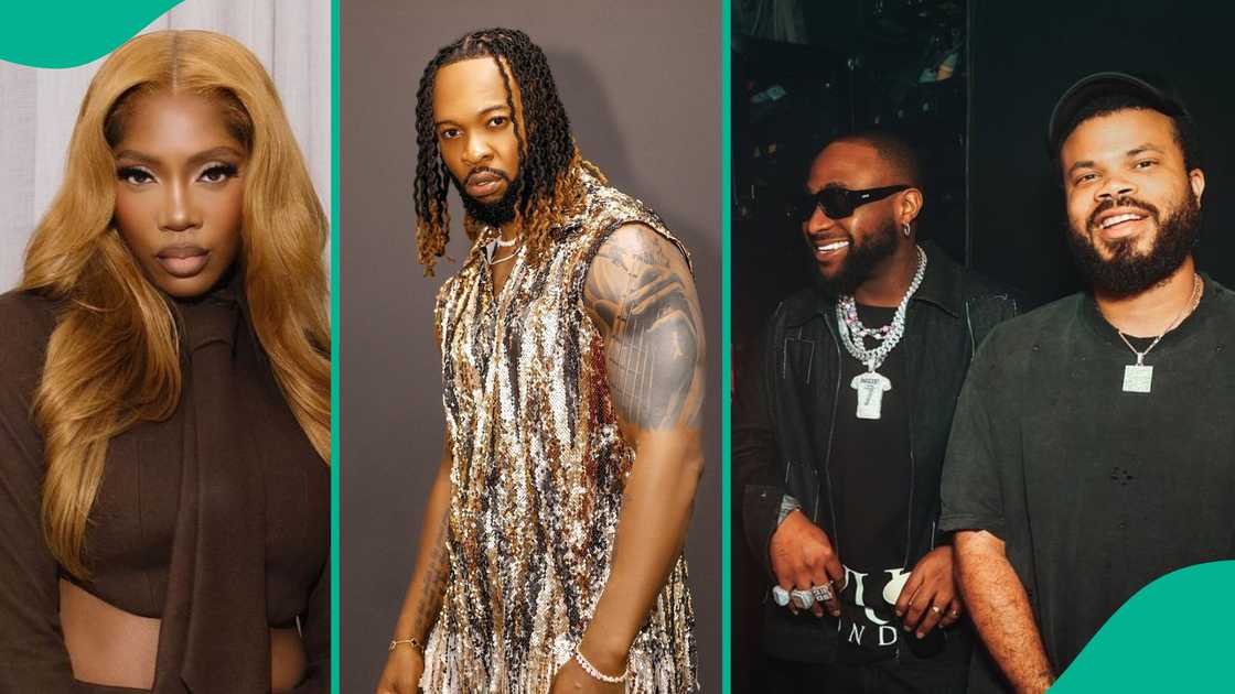 Tiwa Savage, Davido's crew at Flavour's UK show. Tiwa Savage, Davido's crew at Flavour's UK show.