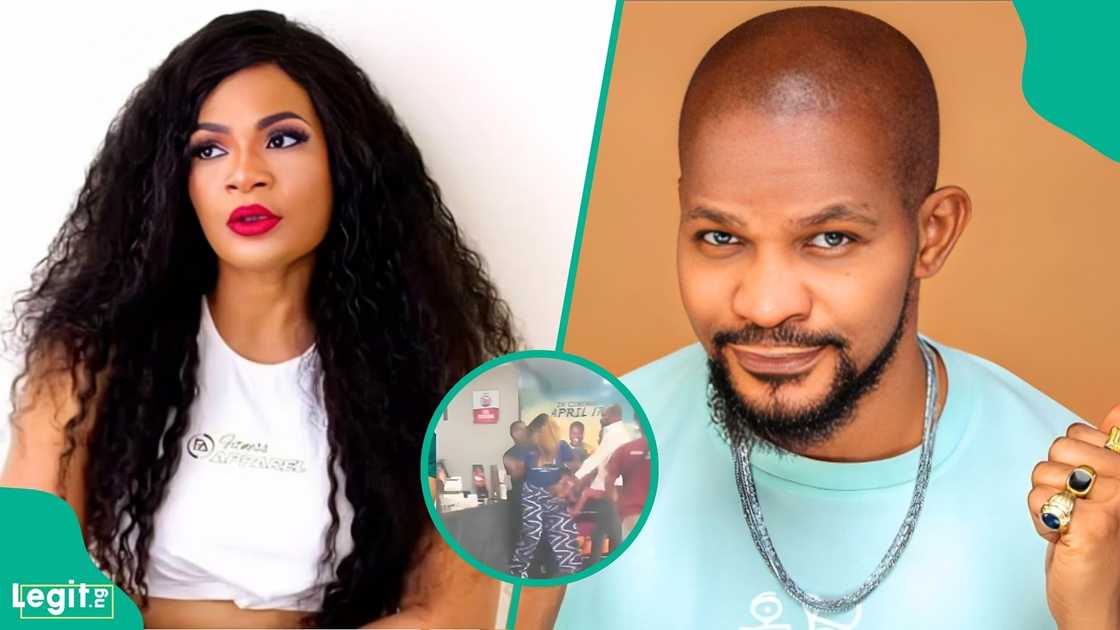 Chaos takes over a public space in Lagos as angry actress Funmiade Bank Anthony attacks actor Uche Maduagwu hours after N100m lawsuit