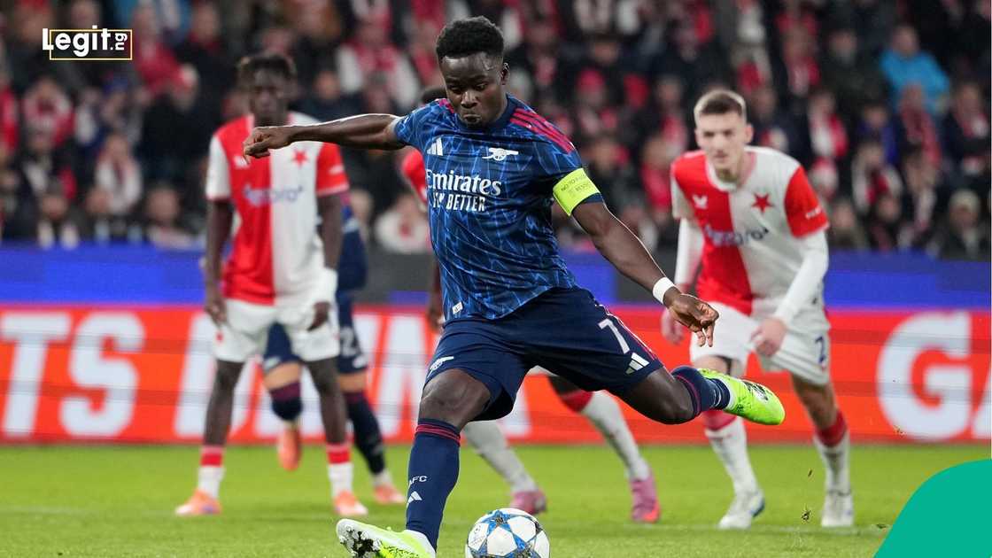Bukayo Saka, Arsenal, Slavia Praha, UEFA, Champions League, Czech Republic, Prague. Bukayo Saka, Arsenal, Slavia Praha, UEFA, Champions League, Czech Republic, Prague.