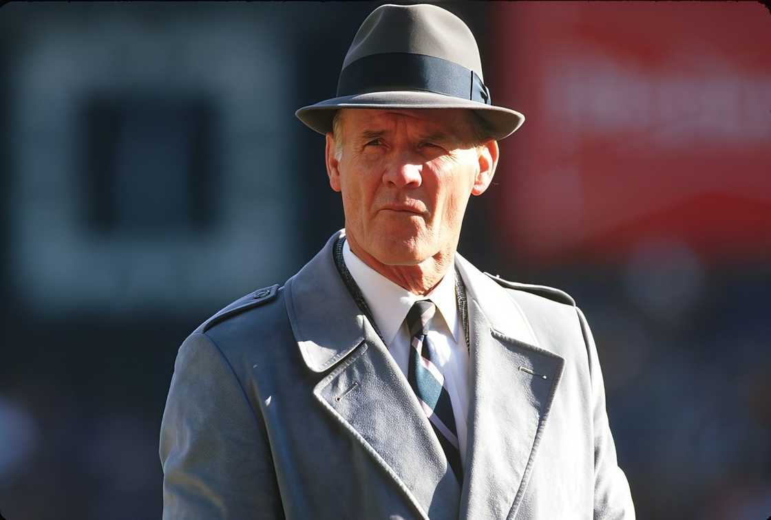 Head coach Tom Landry looks on during pre-game warm-ups Head coach Tom Landry looks on during pre-game warm-ups