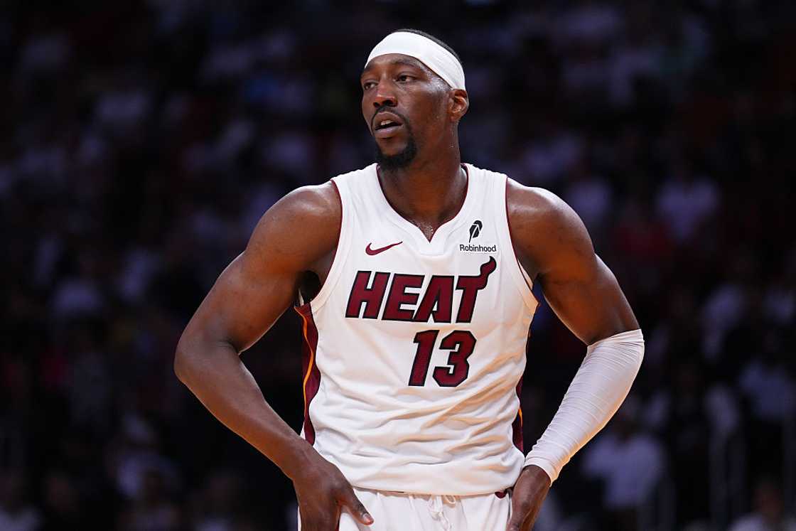 Bam Adebayo #13 of the Miami Heat at Kaseya Center in Miami, Florida Bam Adebayo #13 of the Miami Heat at Kaseya Center in Miami, Florida