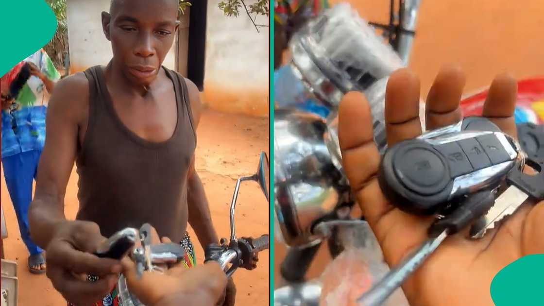 Motorbike, motorcycle gift to a Nigerian father from his daughter