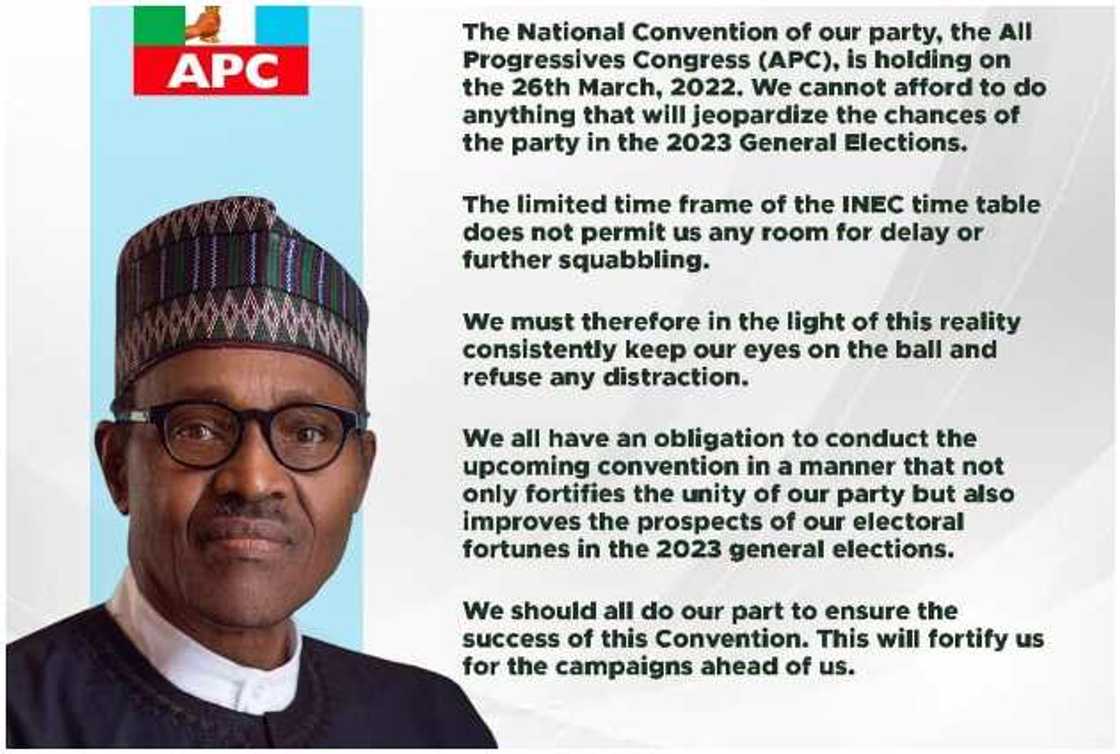 Buhari's last order for the APC convention Buhari's last order for the APC convention