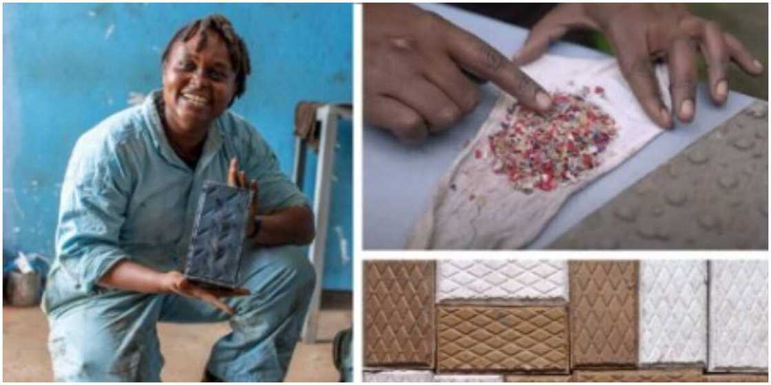 Young lady develops machine that turns waste plastic into stronger bricks for building houses Young lady develops machine that turns waste plastic into stronger bricks for building houses