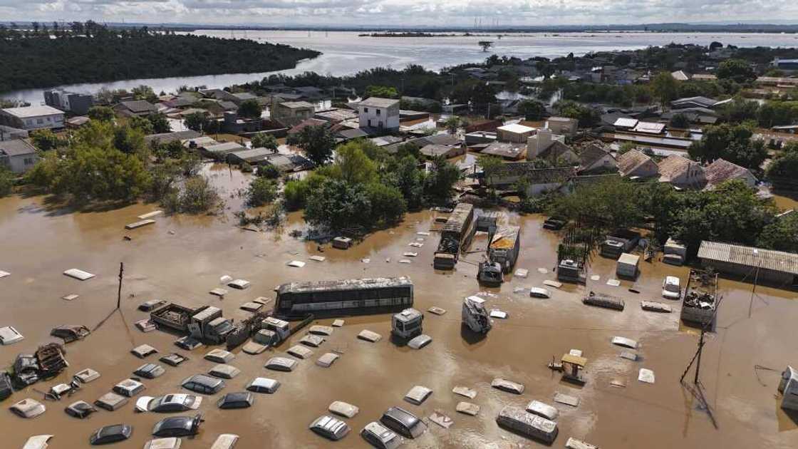 Aerial view of floods in Eldorado do Sul, Rio Grande do Sul state, Brazil, taken on May 9, 2024 Aerial view of floods in Eldorado do Sul, Rio Grande do Sul state, Brazil, taken on May 9, 2024