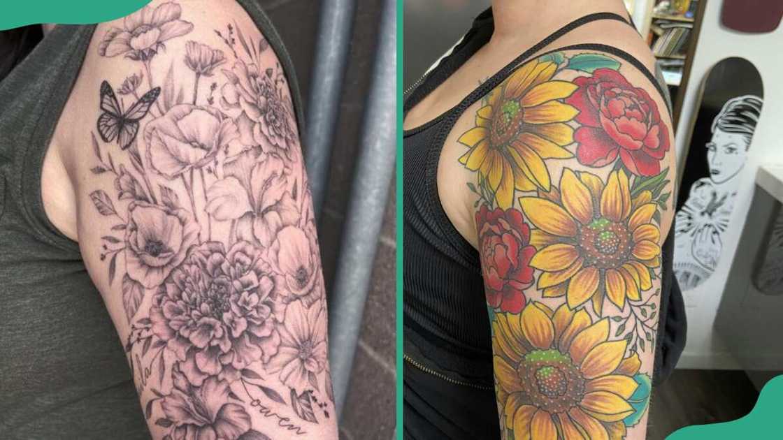 Floral half-sleeve tattoos Floral half-sleeve tattoos