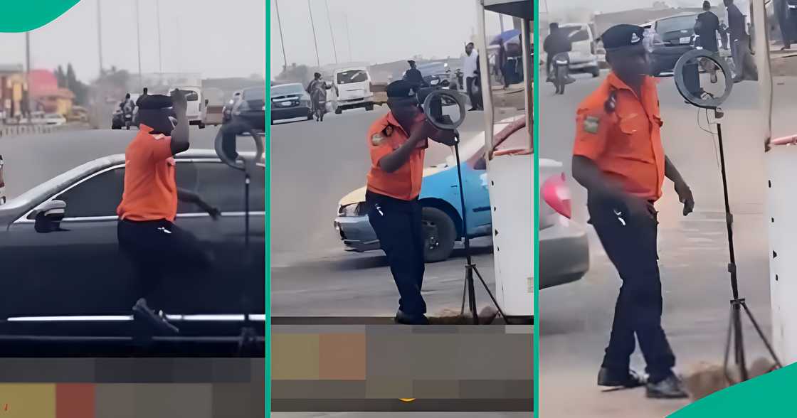 Video of a traffic officer who was setting up a ringlight and shooting content on duty Video of a traffic officer who was setting up a ringlight and shooting content on duty