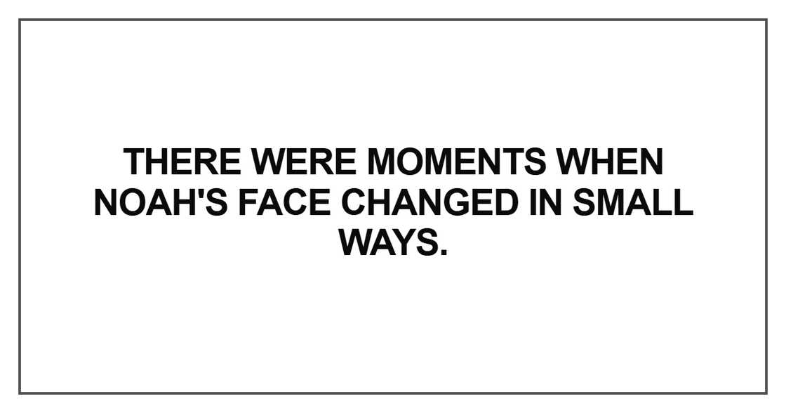 There were moments when Noah's face changed