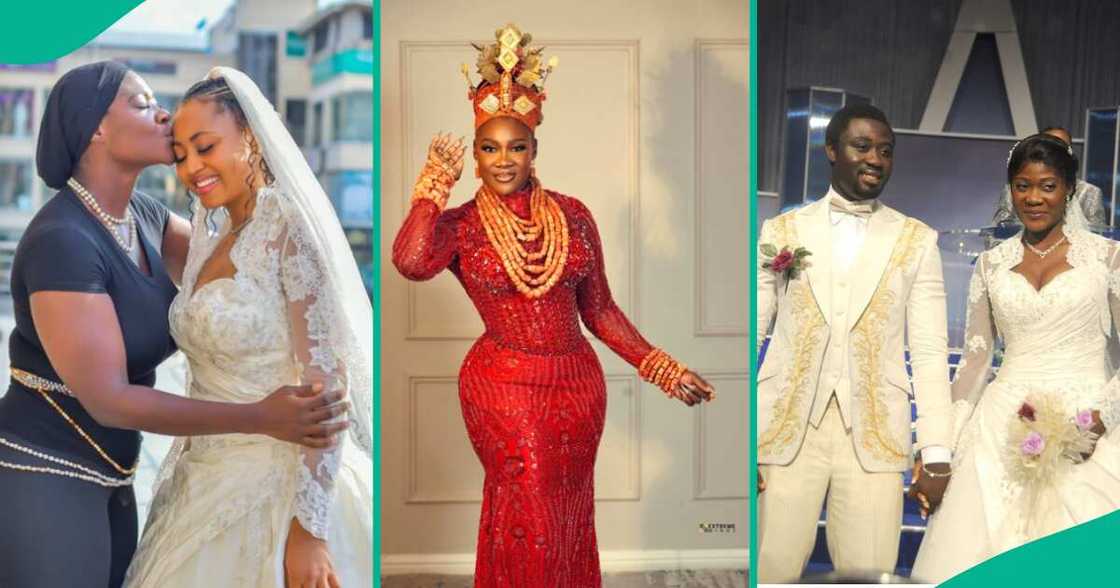 Regina Daniels in Mercy Johnson's 13-year-old wedding gown. Regina Daniels in Mercy Johnson's 13-year-old wedding gown.
