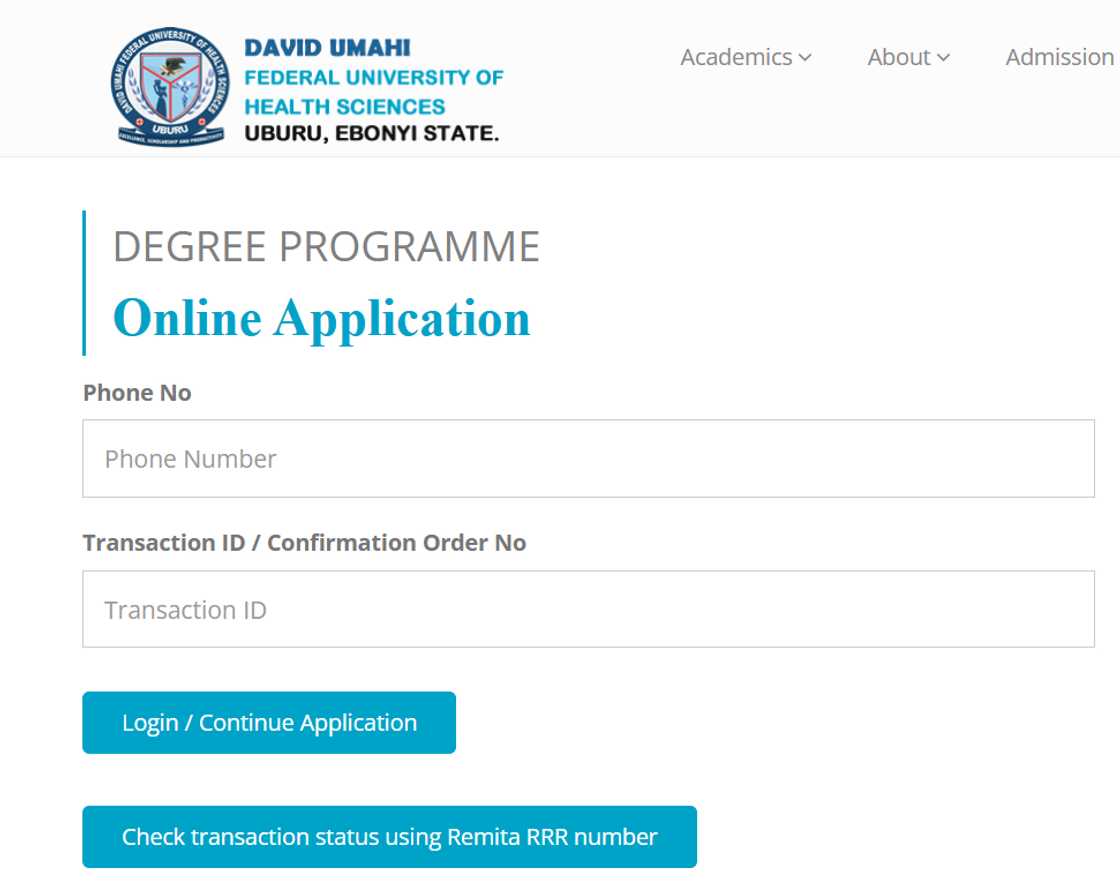 David Umahi University application portal login