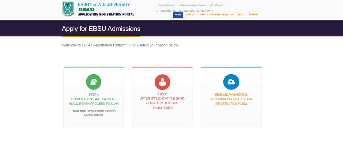EBSU registration steps on the portal EBSU registration steps on the portal