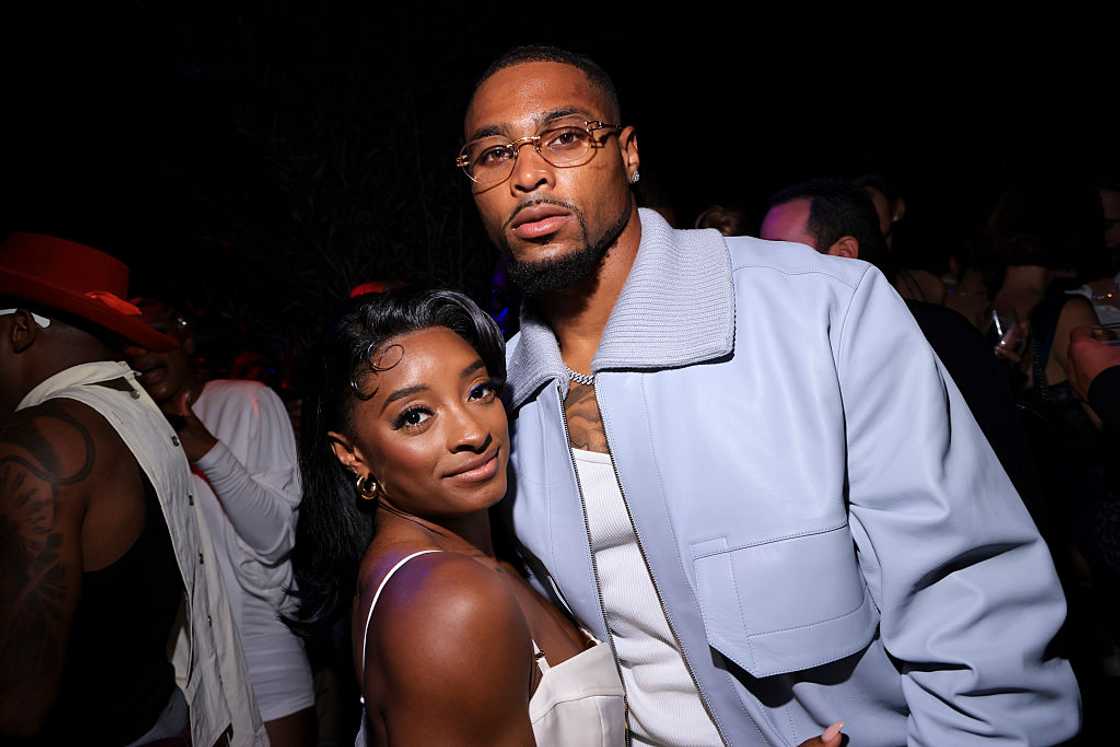 Simone Biles and Jonathan Owens in New York, New York. Simone Biles and Jonathan Owens in New York, New York.