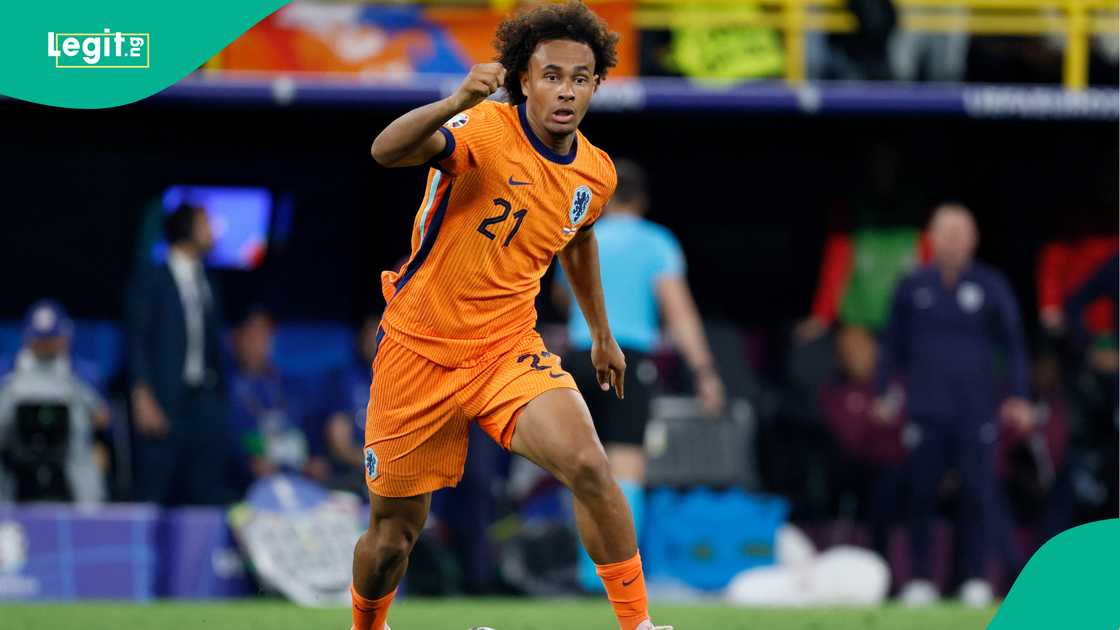 Joshua Zirkzee, Netherlands, England, Football Stadium Dortmund, Germany, Euro 2024. Joshua Zirkzee, Netherlands, England, Football Stadium Dortmund, Germany, Euro 2024.