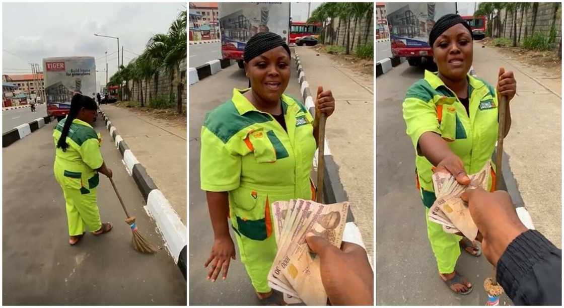 The Lagos road sweeper refused to lie, instead, she chose honesty and she received more rewards. The Lagos road sweeper refused to lie, instead, she chose honesty and she received more rewards.