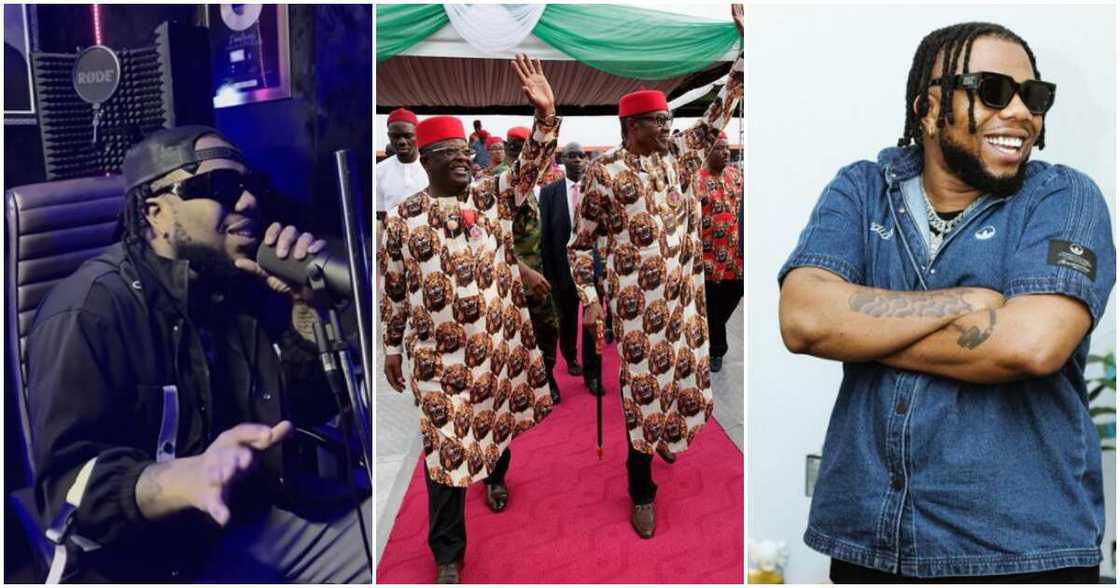 Photos of Dan Dizzy and Dave Umahi and Buhari