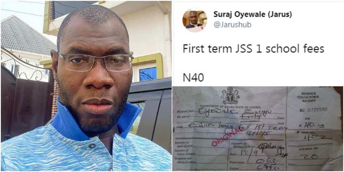 When Nigeria was Good: Massive Reactions as Man Shares Receipt of His School Fee; it's Just N40