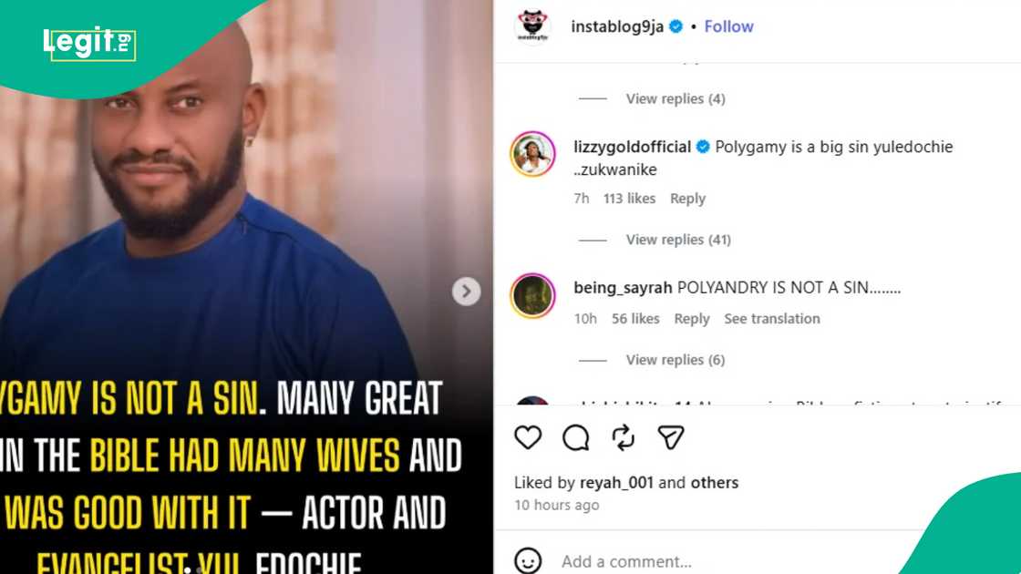 Lizzy Gold reacts to Yul Edochie’s viral claim about polygamy and sin