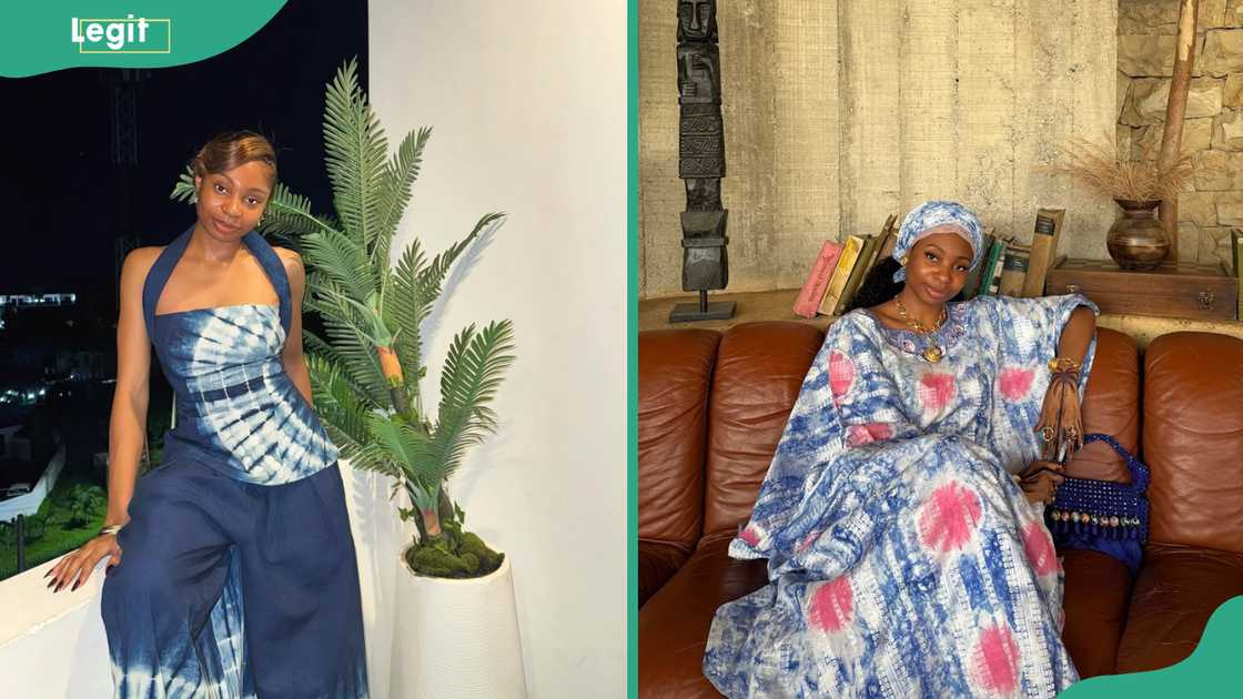 Susan Pwajok standing next to a potted plant. The model sitting on a leather sofa. Susan Pwajok standing next to a potted plant. The model sitting on a leather sofa.