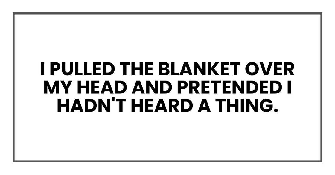 I pulled the blanket over my head and pretended I hadn't heard a thing.