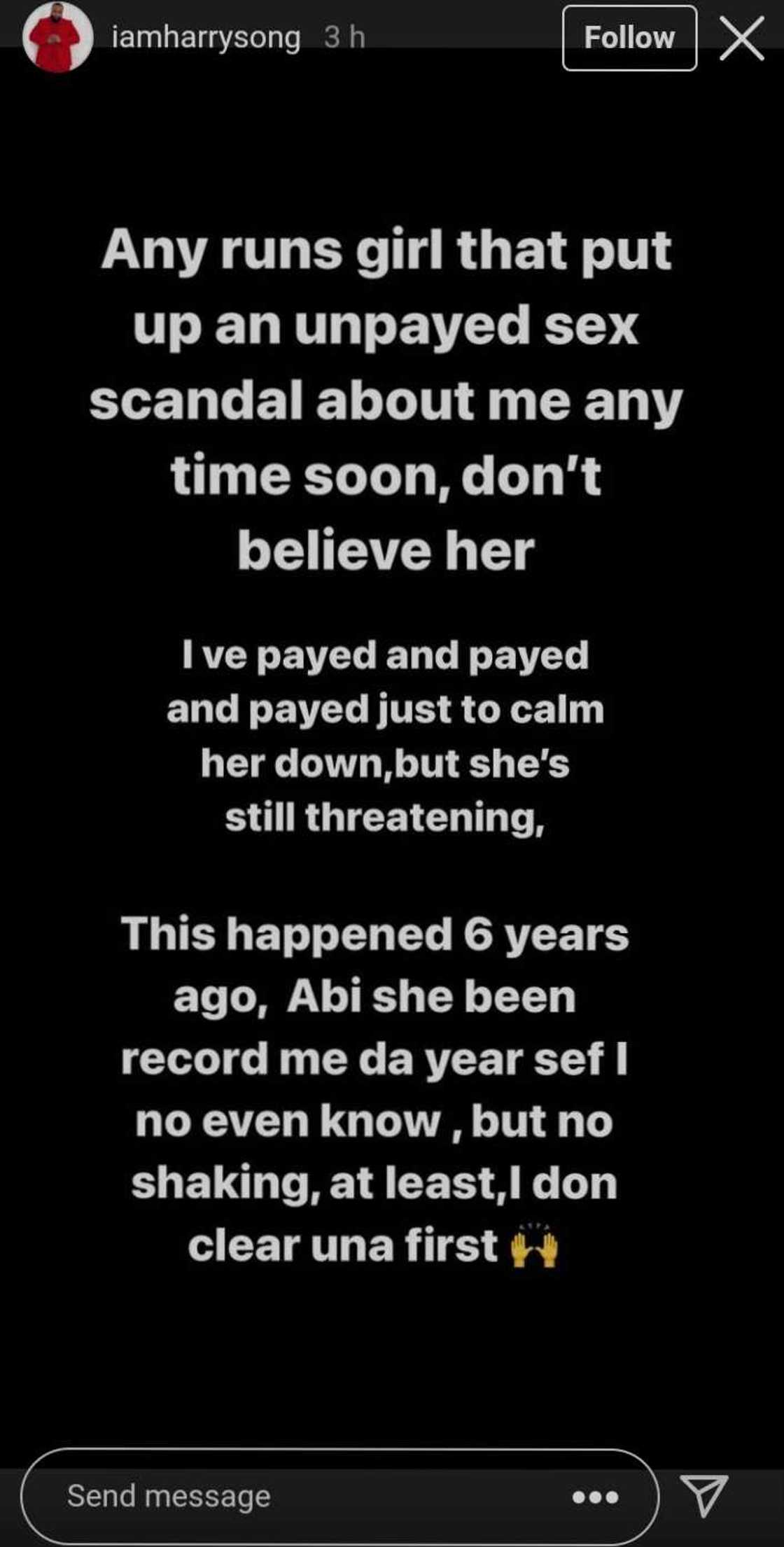 screenshot of Harrysong's post' screenshot screenshot of Harrysong's post' screenshot