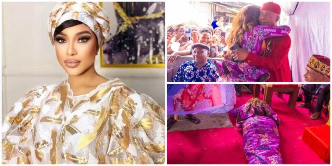 Photos of Tonto Dikeh and her father. Photos of Tonto Dikeh and her father.