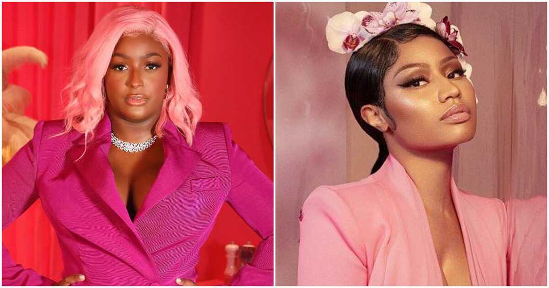 DJ Cuppy, Nicki Minaj, colour pink DJ Cuppy, Nicki Minaj, colour pink