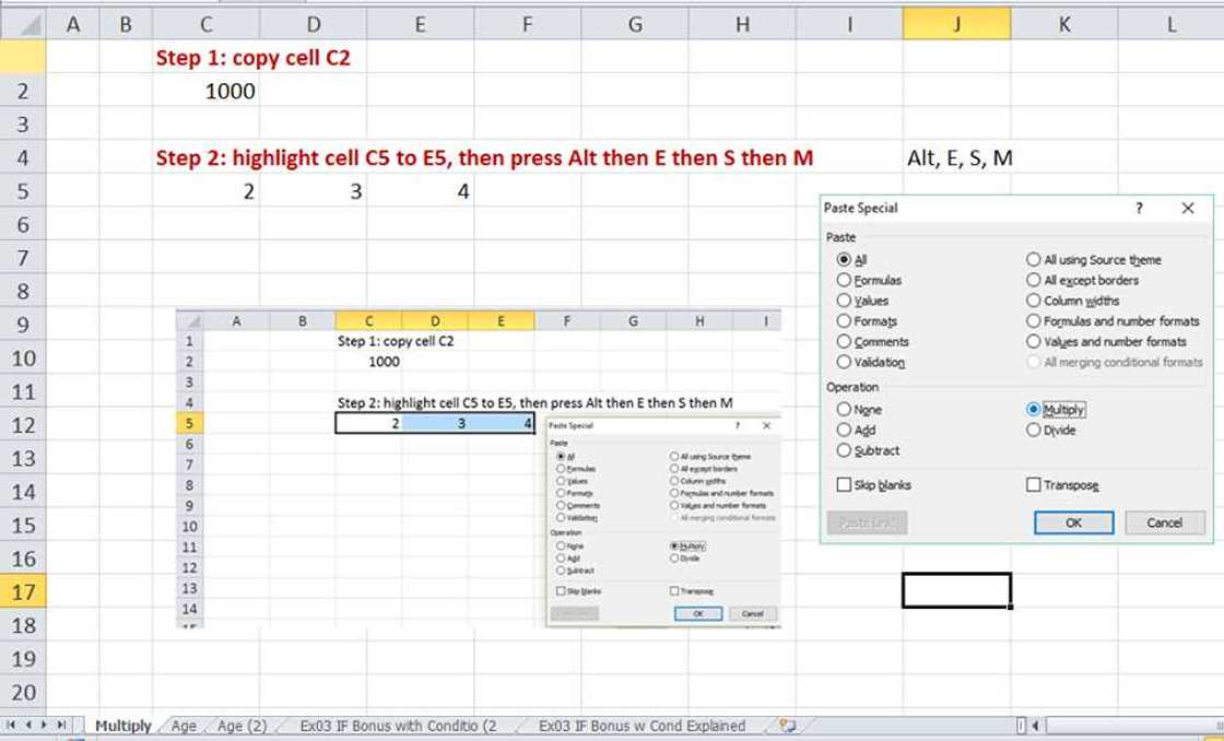 multiply function in Excel multiply function in Excel