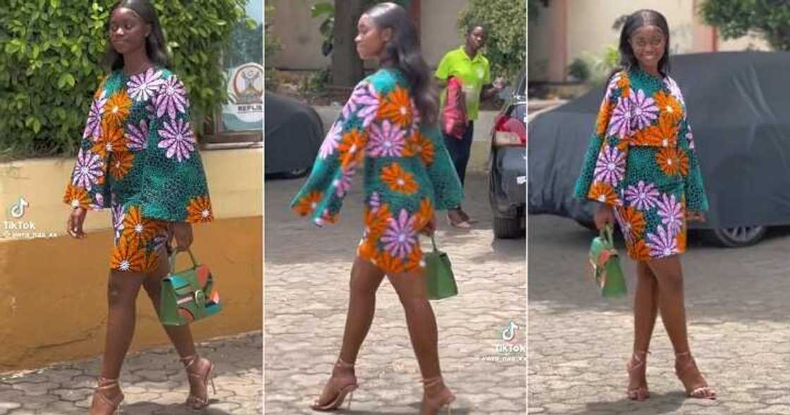 Lady in Ankara catwalks on the road Lady in Ankara catwalks on the road