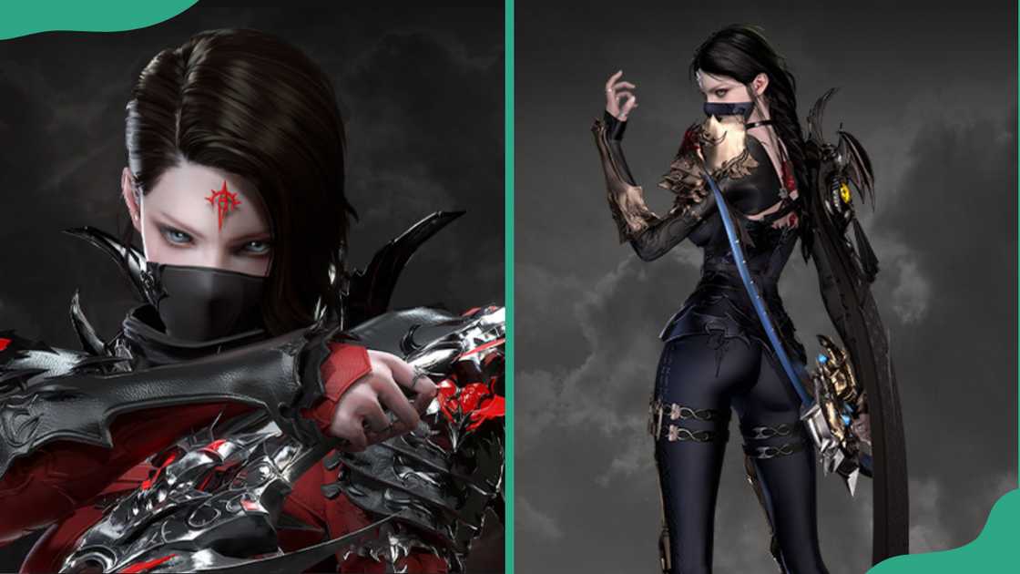 Masked Reaper with glowing eyes and armour (L). Reaper in dark armour holding a scythe (R). Masked Reaper with glowing eyes and armour (L). Reaper in dark armour holding a scythe (R).