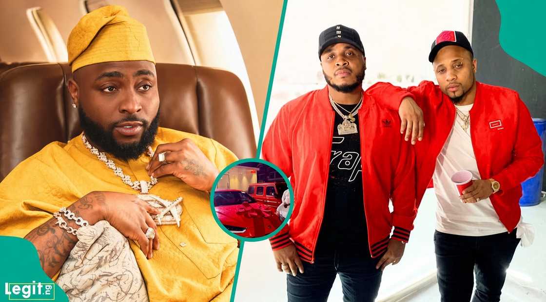 Davido reacts as cousins B-Red and Sina Rambo unveil a Lamborghini Urus and Mercedes-Benz G-Wagon