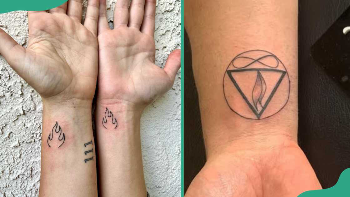 Twin flame tattoo on the wrist