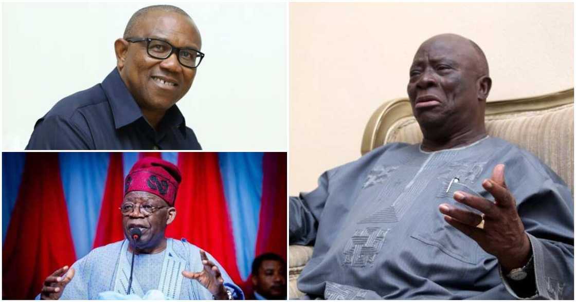 Peter Obi, Pa Adebanjo, Bola Tinubu, Afenifere, 2023 election Peter Obi, Pa Adebanjo, Bola Tinubu, Afenifere, 2023 election