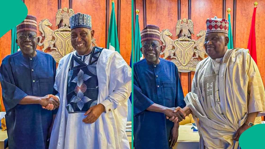 President Bola Tinubu welcomed two NDC leaders from Kano State at the Presidential Villa on Wednesday, July 27. President Bola Tinubu welcomed two NDC leaders from Kano State at the Presidential Villa on Wednesday, July 27.