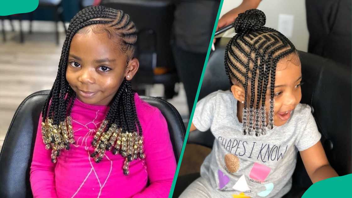 Girls wearing Simple cornrows with a side part Girls wearing Simple cornrows with a side part