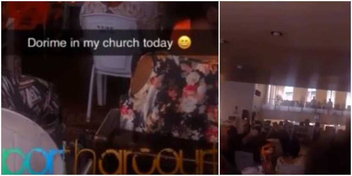 Dorime plays in church. Dorime plays in church.