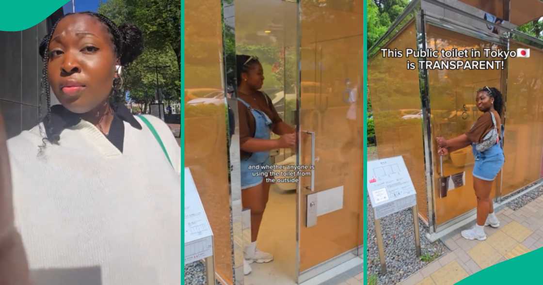 Video of lady using transparent public toilet in Japan goes viral Video of lady using transparent public toilet in Japan goes viral