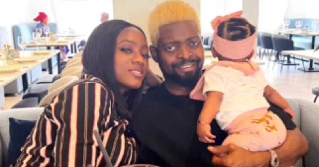 Comedian Basketmouth and baby daughter Maya