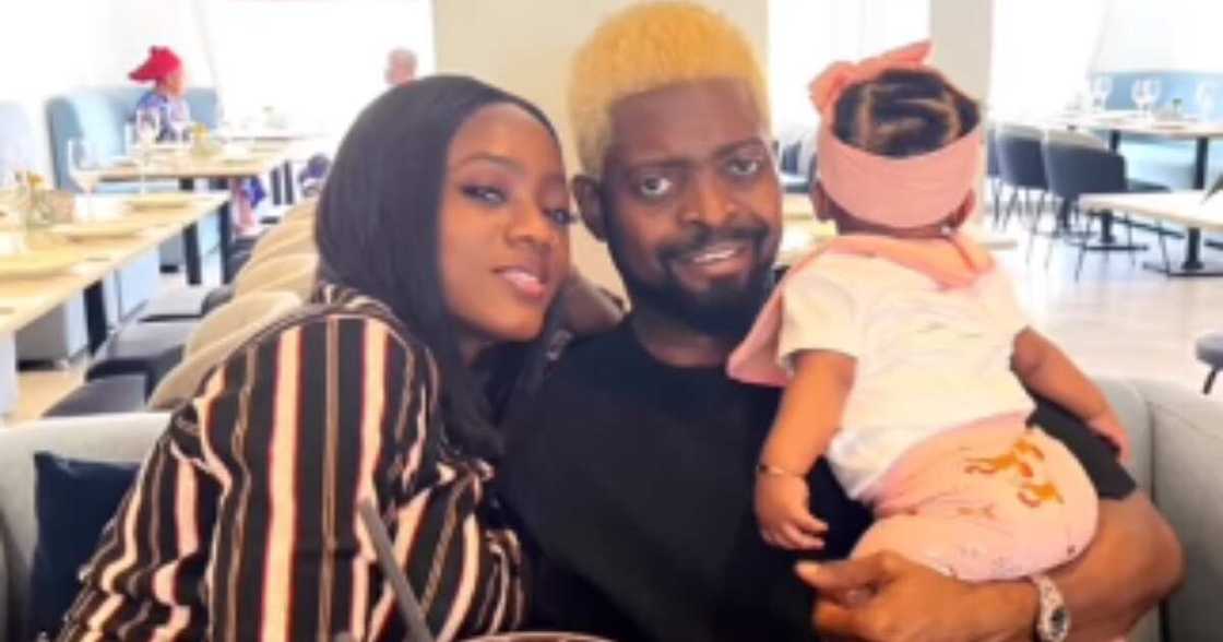 Comedian Basketmouth and baby daughter Maya Comedian Basketmouth and baby daughter Maya