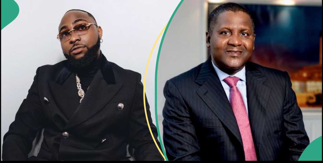 Davido poses with Aliko Dangote and his father Adedeji Adeleke Davido poses with Aliko Dangote and his father Adedeji Adeleke