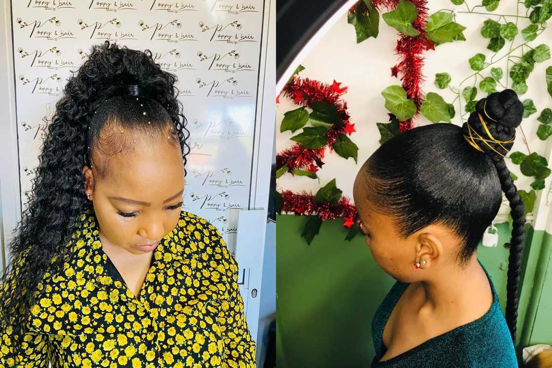 Ladies with gel hairstyles and some accessories Ladies with gel hairstyles and some accessories