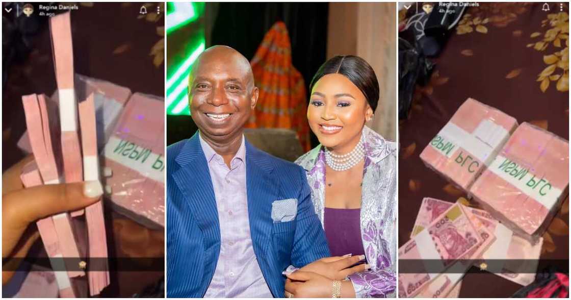 Regina Daniels flaunts bundles of money. Regina Daniels flaunts bundles of money.