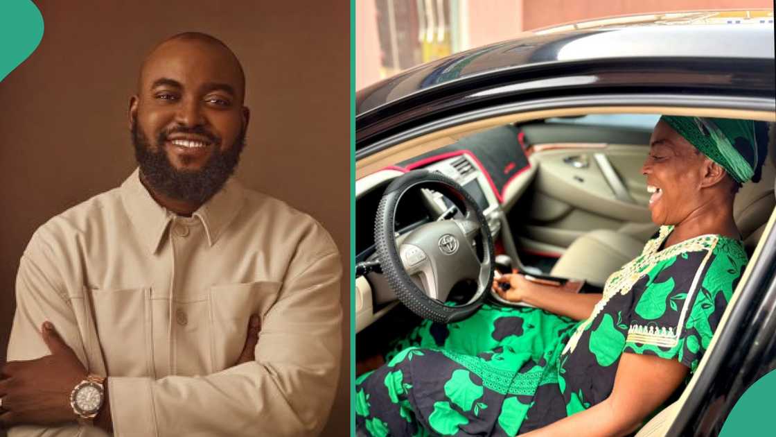 Neon Adejo delights his mother by buying her a car. Neon Adejo delights his mother by buying her a car.