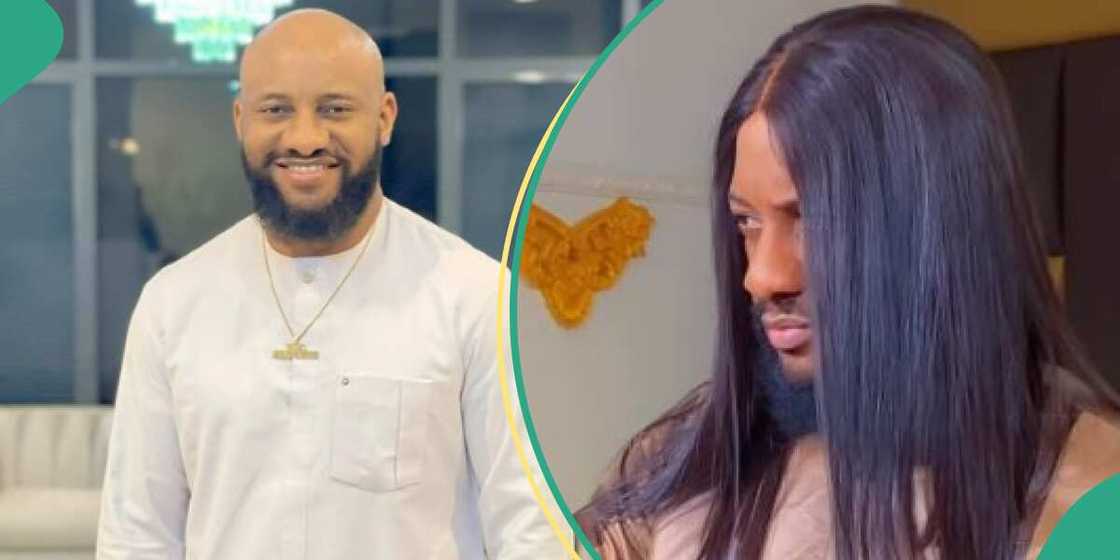 Yul Edochie rocks wig like a lady in viral video.