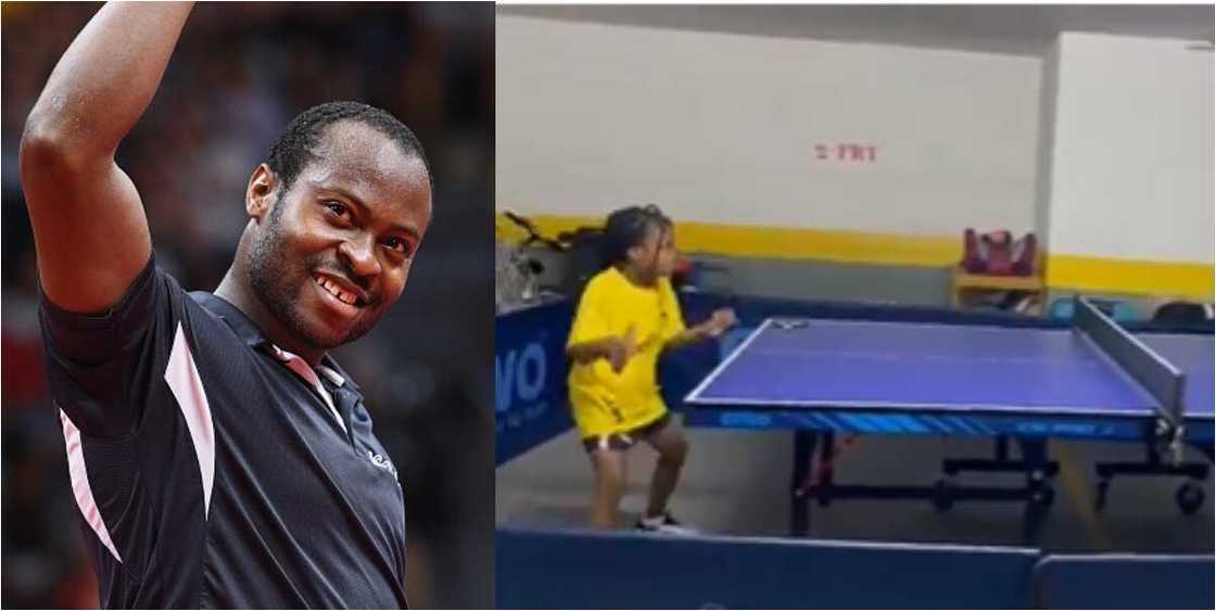Daughter of Nigeria's greatest table tennis player shows exceptional skills in training with dad Daughter of Nigeria's greatest table tennis player shows exceptional skills in training with dad