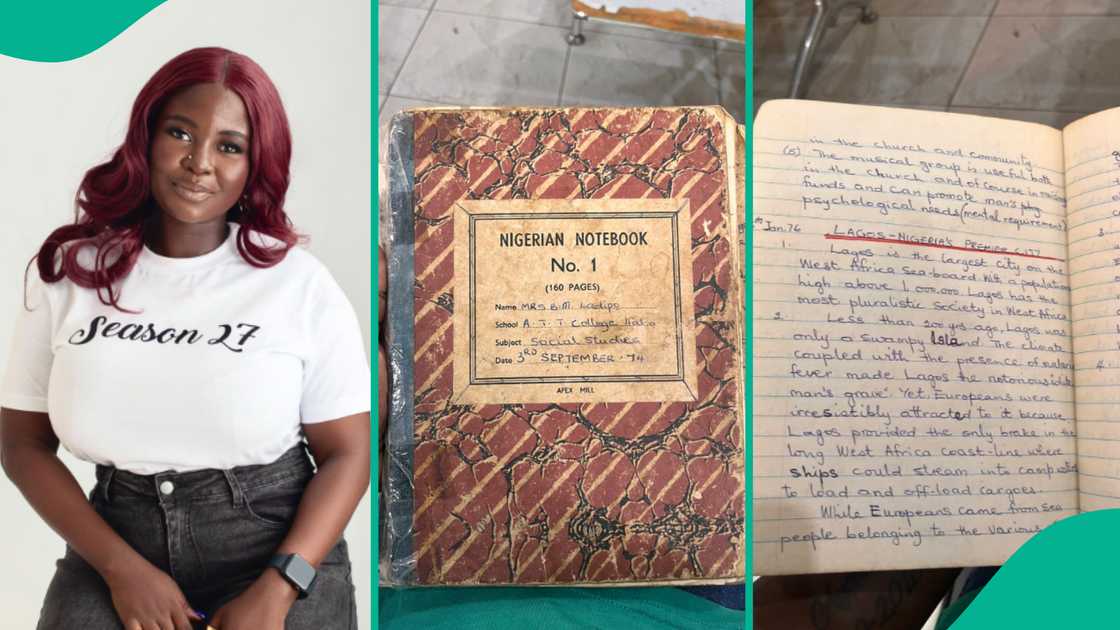 Lady finds her grandmother's notebook. Lady finds her grandmother's notebook.