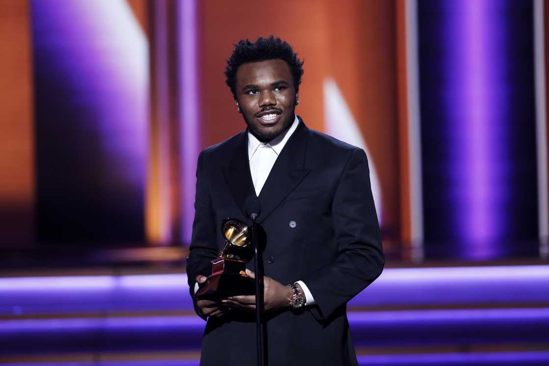 Baby Keem accepts Best Rap Performance for Family Ties onstage during the 64th Annual GRAMMY Awards Baby Keem accepts Best Rap Performance for Family Ties onstage during the 64th Annual GRAMMY Awards