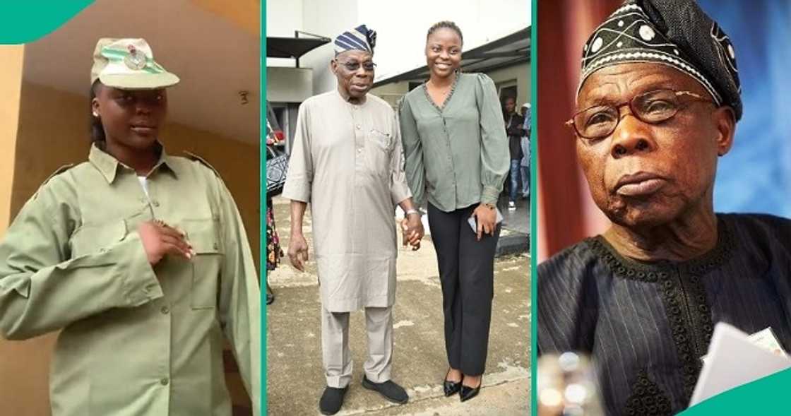 Corps member expresses joy about working with Olusegun Obasanjo. Corps member expresses joy about working with Olusegun Obasanjo.