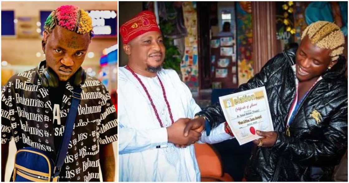 Nigerian singer Portable receiving his award Nigerian singer Portable receiving his award
