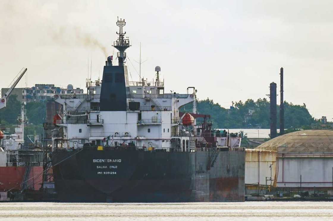 The Mexican oil tanker Bicentenario is docked at the Nico Lopez oil refinery in Havana, on June 8, 2023 The Mexican oil tanker Bicentenario is docked at the Nico Lopez oil refinery in Havana, on June 8, 2023
